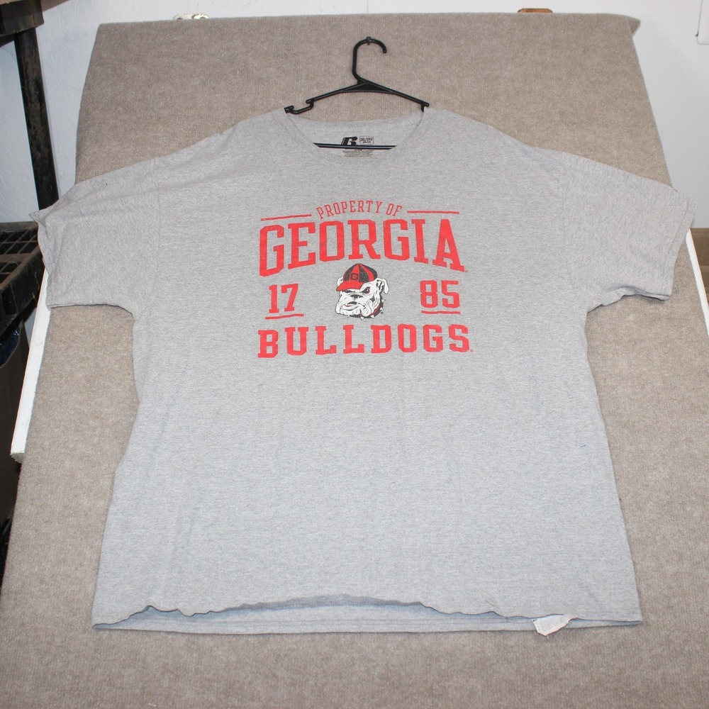 Russell Athletic Georgia Bulldogs T-Shirt Mens 2XL Gray Graphic Tee UGA NCAA